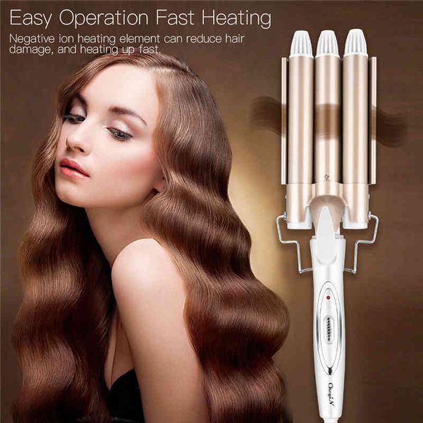 anion triple barrel hair curling wand ceramic iron curler roller corrugation waver styling tools
anion triple barrel hair curling wand ceramic iron curler roller corrugation waver styling tools