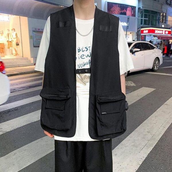 men's vests style hong kong waistcoat loose summer trend tide brand jacket vest, Black;white
men's vests style hong kong waistcoat loose summer trend tide brand jacket vest, Black;white