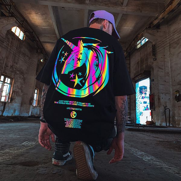 unicorn men's t-shirts reflective t-shirt short fashion brand printed cloth summer trend half sve year lovers' wear, White;black
unicorn men's t-shirts reflective t-shirt short fashion brand printed cloth summer trend half sve year lovers' wear, White;black