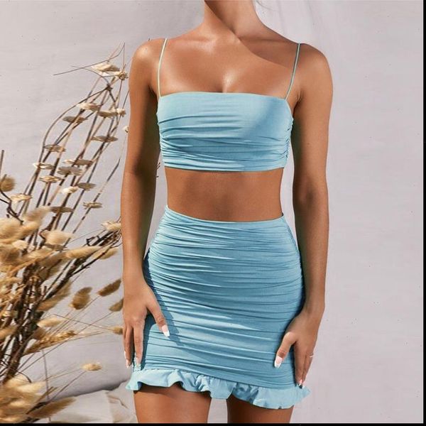 women tracksuits 2 piece set bodycon dress ruffles crop summer ruched casual short beach party vestidos, Gray
women tracksuits 2 piece set bodycon dress ruffles crop summer ruched casual short beach party vestidos, Gray