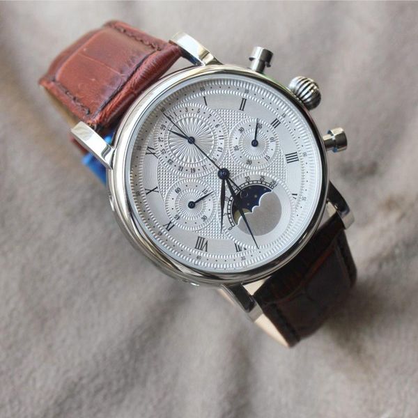 wristwatches 1963 chronograph mechanical multifunctional moon phase m199s movement retro high-end aviation watches personalized business men, Slivery;brown
wristwatches 1963 chronograph mechanical multifunctional moon phase m199s movement retro high-end aviation watches personalized business men, Slivery;brown