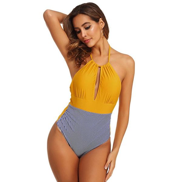 one piece swimsuit for women swimwear backless halter patchwork female swimsuits women's black monokini yellow swim suits one-piece 
one piece swimsuit for women swimwear backless halter patchwork female swimsuits women's black monokini yellow swim suits one-piece