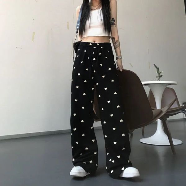 harajuku print wide leg pant summer fashion trousers women high waist streetwear casual loose black pants women, Black;white
harajuku print wide leg pant summer fashion trousers women high waist streetwear casual loose black pants women, Black;white