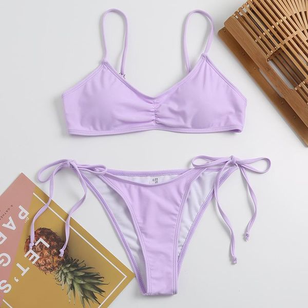 women's swimwear sweet purple bandeau bikini set women ruched swimsuit mini string thong bathing suit biquinis bikinis 2021 mujer, White;black
women's swimwear sweet purple bandeau bikini set women ruched swimsuit mini string thong bathing suit biquinis bikinis 2021 mujer, White;black