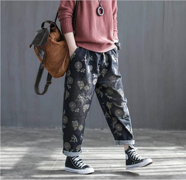 women's pants & capris autumn winter retro loose women thicker vintage trousers elastic waist pocket print casual 2021 female, Black;white
women's pants & capris autumn winter retro loose women thicker vintage trousers elastic waist pocket print casual 2021 female, Black;white
