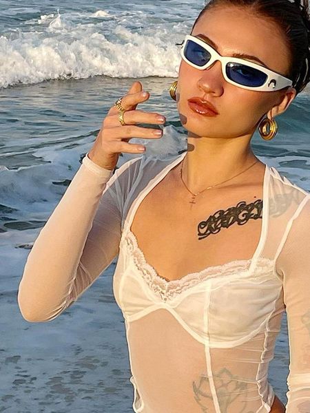 mesh crop women y2k lace trim 90s aesthetics cropped square neck long sleeve party beach holiday t-shirts tee women's t-shirt, White
mesh crop women y2k lace trim 90s aesthetics cropped square neck long sleeve party beach holiday t-shirts tee women's t-shirt, White