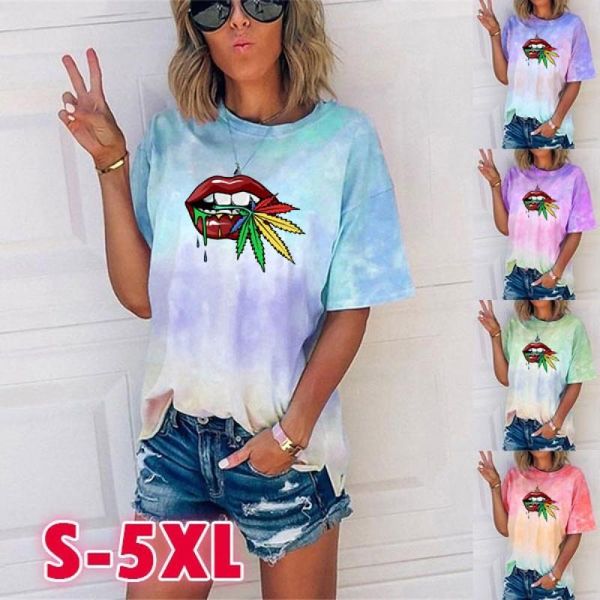 women's t-shirt summer ladies tie dye fashion trend cute print cartoon clothes rainbow xl harajuku street crew neck, White
women's t-shirt summer ladies tie dye fashion trend cute print cartoon clothes rainbow xl harajuku street crew neck, White