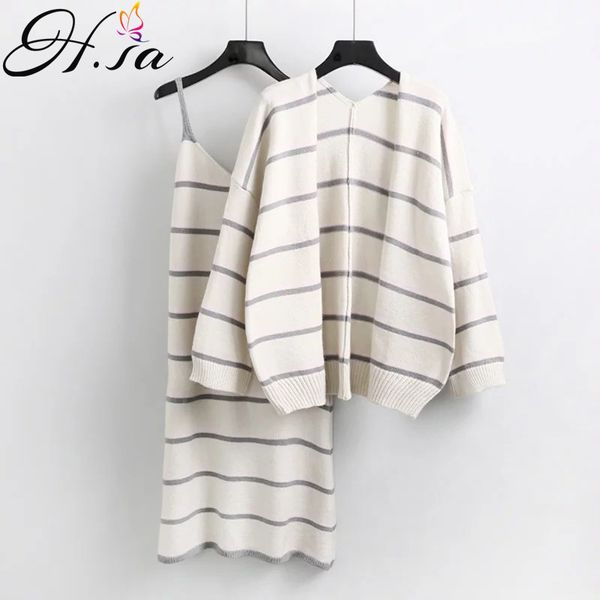 hsa autumn fashion female 2 pcs and casual striped sweater jumpers cardigans with dress pull roupas feminina 210417, White;black
hsa autumn fashion female 2 pcs and casual striped sweater jumpers cardigans with dress pull roupas feminina 210417, White;black