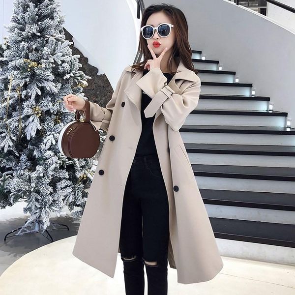 women's trench coats windbreaker mid-length spring autumn loose british style outwear thin double-breaste 2021 z336, Tan;black
women's trench coats windbreaker mid-length spring autumn loose british style outwear thin double-breaste 2021 z336, Tan;black