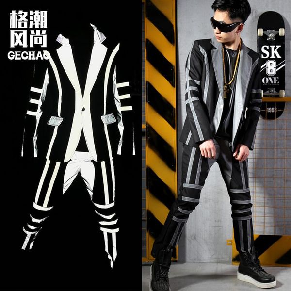 men's suits & blazers m-6xlhip male singer djds reflective stitching cool outfit for a night club gogo bar hairdresser stage dress cost, White;black
men's suits & blazers m-6xlhip male singer djds reflective stitching cool outfit for a night club gogo bar hairdresser stage dress cost, White;black