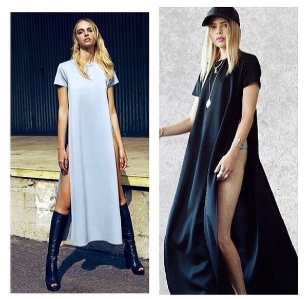 casual dresses women es high side splits maxi long tee vestidos de fiesta clubwear bandage white black qcw6, Black;gray
casual dresses women es high side splits maxi long tee vestidos de fiesta clubwear bandage white black qcw6, Black;gray