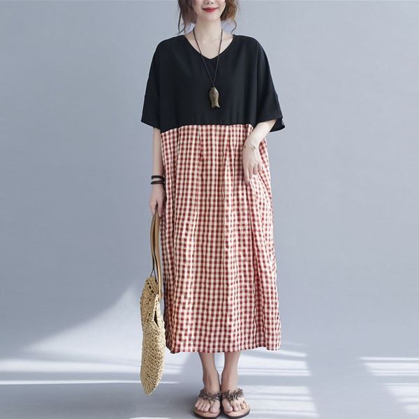 oversized women cotton linen casual dress new summer simple style v-neck patchwork plaid loose female long dresses s3667 210412, Black;gray
oversized women cotton linen casual dress new summer simple style v-neck patchwork plaid loose female long dresses s3667 210412, Black;gray