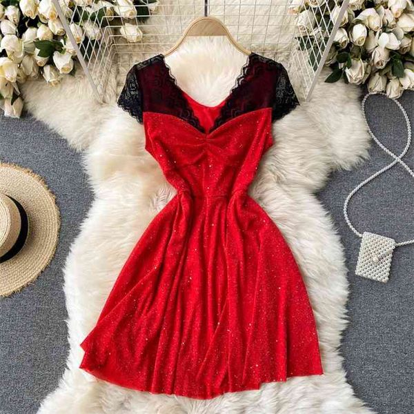 spring summer vestidos female v-neck short-sleeved lace stitching bowknot age reduction two a-line mini dresses c753 210506, Black;gray
spring summer vestidos female v-neck short-sleeved lace stitching bowknot age reduction two a-line mini dresses c753 210506, Black;gray