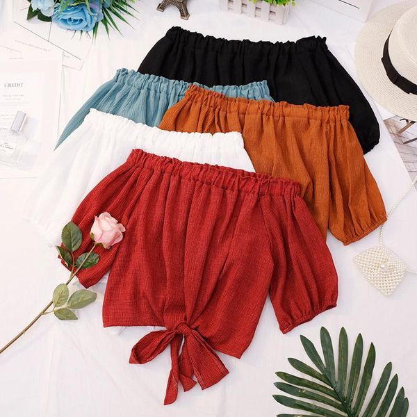 women lantern sleeve slash neck basic bow shirt casual lace up bandage slim high waist pullover short chiffon ruffle blouse women's bl, White
women lantern sleeve slash neck basic bow shirt casual lace up bandage slim high waist pullover short chiffon ruffle blouse women's bl, White