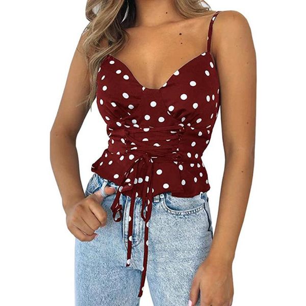 women's tanks & camis fashion women summer lace dot printed drawstring camisole tank elegant v neck vest ladies strappy camisa feminina, White
women's tanks & camis fashion women summer lace dot printed drawstring camisole tank elegant v neck vest ladies strappy camisa feminina, White