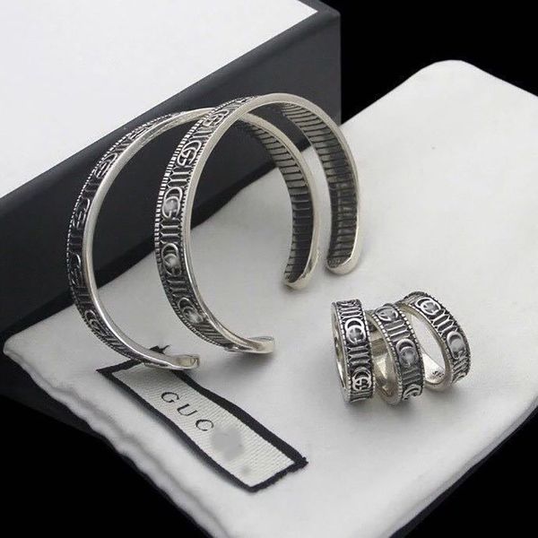 big double g bracelet women's thai silver antique men's bracelet opening couple star style adjustment, Black
big double g bracelet women's thai silver antique men's bracelet opening couple star style adjustment, Black