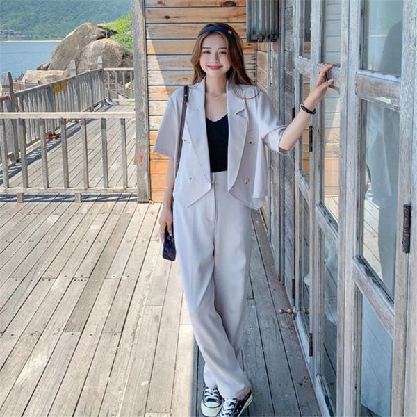summer two piece suits blazer and pants sets women fashion korean elegant short jacket high waist straight trouseres outfits women's, White
summer two piece suits blazer and pants sets women fashion korean elegant short jacket high waist straight trouseres outfits women's, White