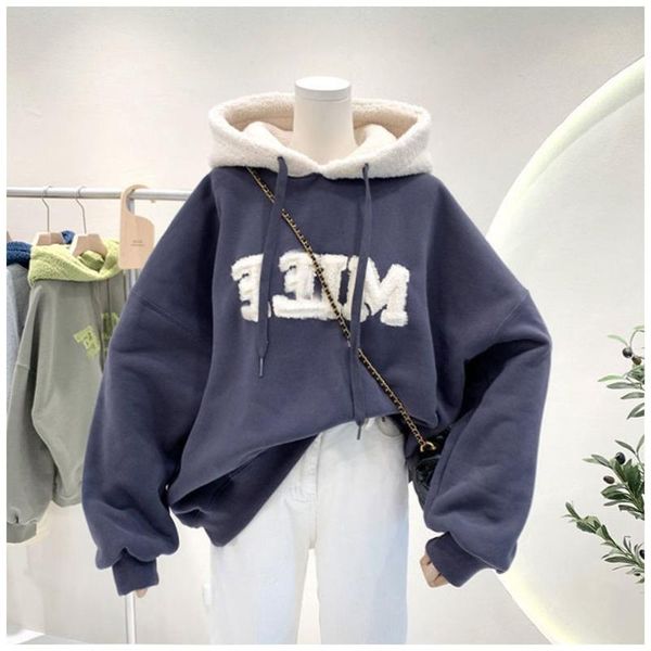 women's hoodies & sweatshirts print lamb wool pullovers loose korean style full sleeve casual 2021 brown clothes top, Black
women's hoodies & sweatshirts print lamb wool pullovers loose korean style full sleeve casual 2021 brown clothes top, Black