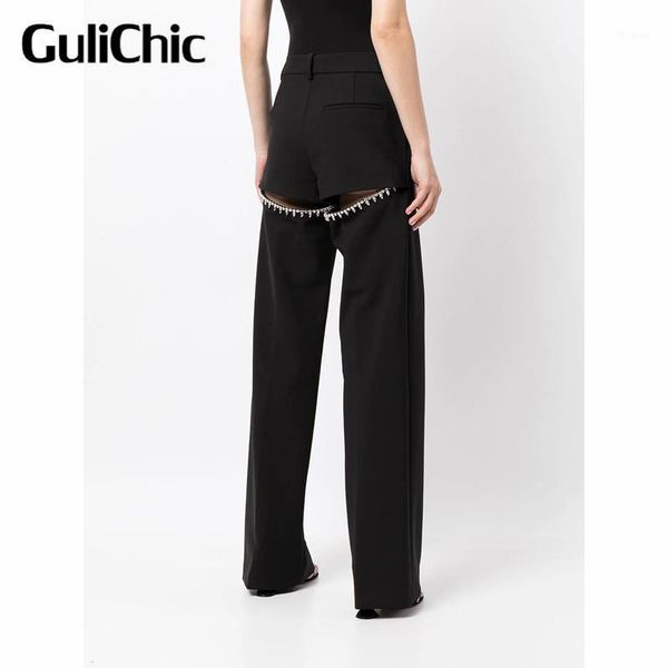 women's pants & capris 8.2 gulichic back hollow out diamonds decoration high waist straight, Black;white
women's pants & capris 8.2 gulichic back hollow out diamonds decoration high waist straight, Black;white