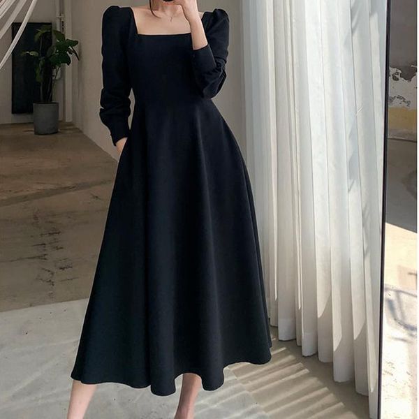 casual dresses qweek vintage black long sleeve midi dress women french square collar elegant party autumn 2021 chic trendy kpop clothes, Black;gray
casual dresses qweek vintage black long sleeve midi dress women french square collar elegant party autumn 2021 chic trendy kpop clothes, Black;gray