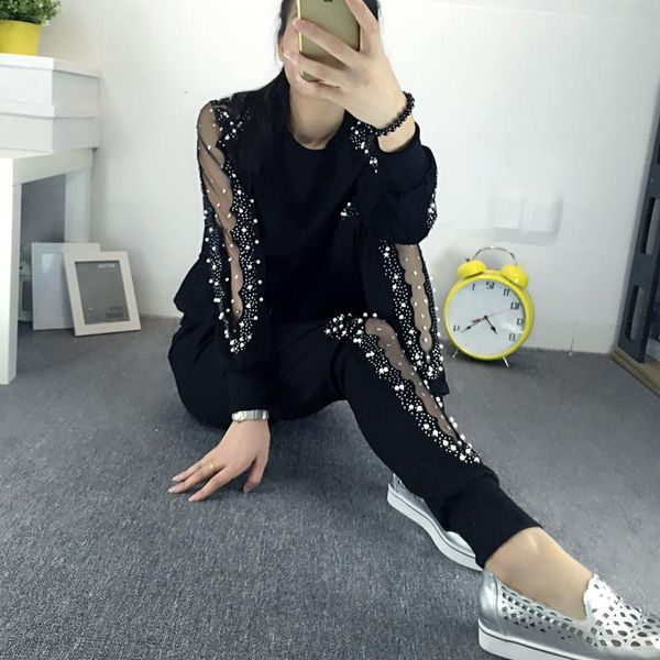 plus size womens clothing sets female casual two-piece suit net yarn beading collage spring summer elastic waist slim set women's two p, White
plus size womens clothing sets female casual two-piece suit net yarn beading collage spring summer elastic waist slim set women's two p, White