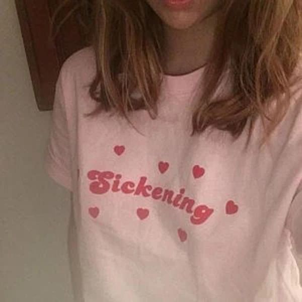 women's t-shirt sickening tumblr fashion cute tee shirt camiseta rosa feminina white cotoon heart graphic tees
women's t-shirt sickening tumblr fashion cute tee shirt camiseta rosa feminina white cotoon heart graphic tees
