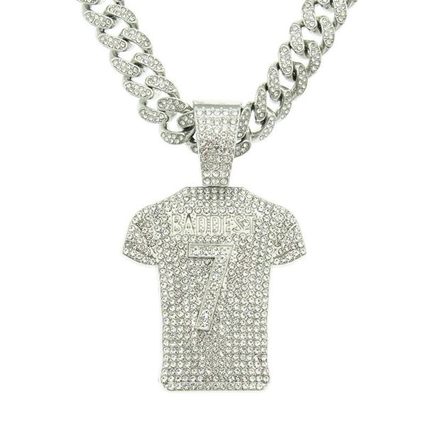 pendant necklaces men hip hop iced out bling jersey 7 necklace with 13mm miami cuban chain rapper fashion charms jewelry, Silver
pendant necklaces men hip hop iced out bling jersey 7 necklace with 13mm miami cuban chain rapper fashion charms jewelry, Silver