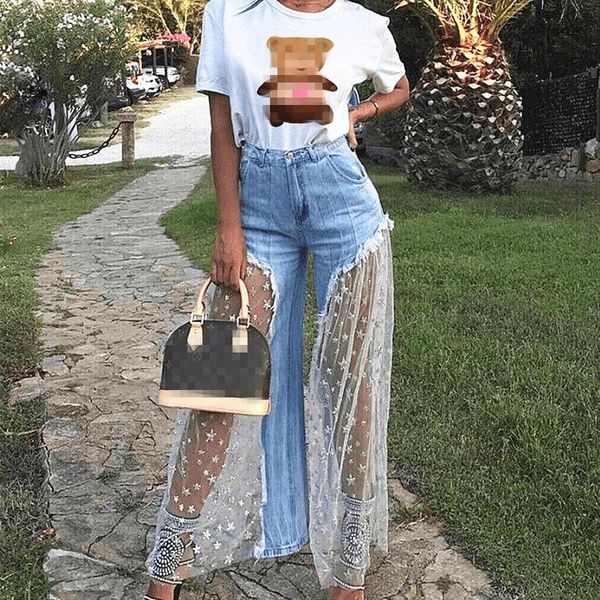 women's pants & capris 2021 fashion women high waist mesh patchwork denim indie female vintage wide leg loose romper trousers streetwea, Black;white
women's pants & capris 2021 fashion women high waist mesh patchwork denim indie female vintage wide leg loose romper trousers streetwea, Black;white