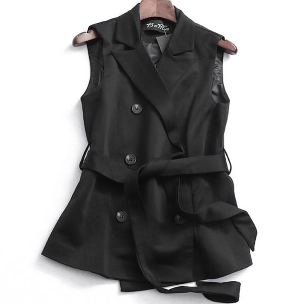 women's vests spring autumn double breasted blazer vets women turn down collar sleeveless jacket, Black;white
women's vests spring autumn double breasted blazer vets women turn down collar sleeveless jacket, Black;white