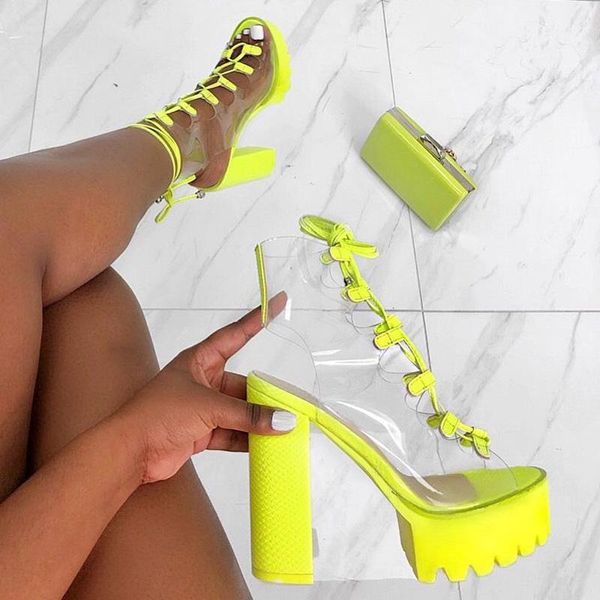 neon green pvc jelly sandals open toe lace-up gladiator high heels summer shoes platform heel transparent big size 43, Black
neon green pvc jelly sandals open toe lace-up gladiator high heels summer shoes platform heel transparent big size 43, Black