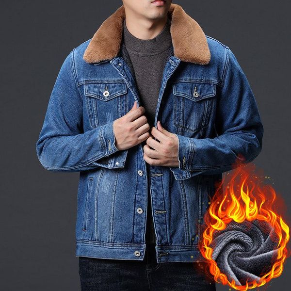 men's jackets and winter style plush jacket thickened denim for young loose collar warm detachable, Black;brown
men's jackets and winter style plush jacket thickened denim for young loose collar warm detachable, Black;brown
