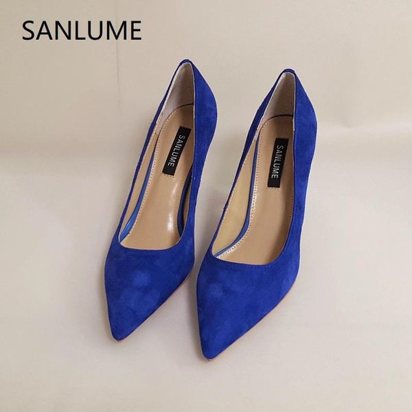 blue suede women fashion high heels real leather pumps lady office shoes inside sheepskin pointed toe dress, Black
blue suede women fashion high heels real leather pumps lady office shoes inside sheepskin pointed toe dress, Black