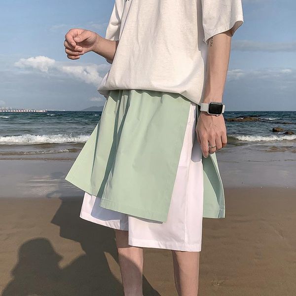 men's shorts 2021 summer fashion youth fake two casual sports capris for men, White;black
men's shorts 2021 summer fashion youth fake two casual sports capris for men, White;black