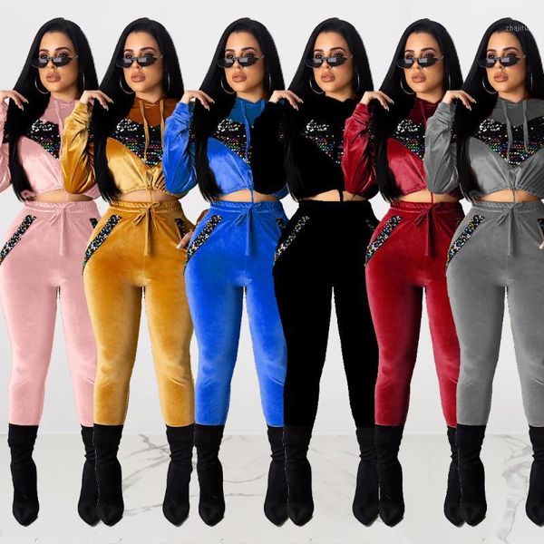 two piece dress autumn winter women set full sleeve tracksuit sequined drawstring hoodies pants suit night club sporty outfits, White
two piece dress autumn winter women set full sleeve tracksuit sequined drawstring hoodies pants suit night club sporty outfits, White