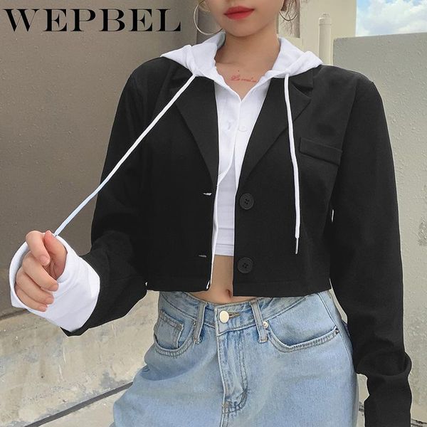 women autumn fashion fake two piece color patchwork short hooded coat long sleeve single breasted crop suit jacket women's jackets, Black;brown
women autumn fashion fake two piece color patchwork short hooded coat long sleeve single breasted crop suit jacket women's jackets, Black;brown