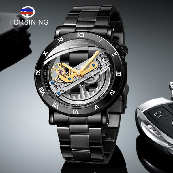 wristwatches forsining transparent black steel steampunk classic modern design mens automatic skeleton wrist watches clock, Slivery;brown
wristwatches forsining transparent black steel steampunk classic modern design mens automatic skeleton wrist watches clock, Slivery;brown