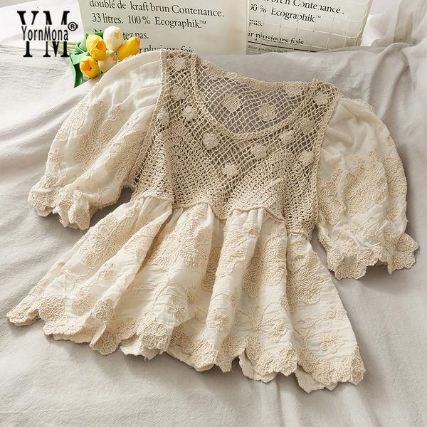 women's blouses & shirts yornmona korean fashion hollow out crochet embroidery women 2021 summer transparent ladies puff sleeve vintag, White
women's blouses & shirts yornmona korean fashion hollow out crochet embroidery women 2021 summer transparent ladies puff sleeve vintag, White