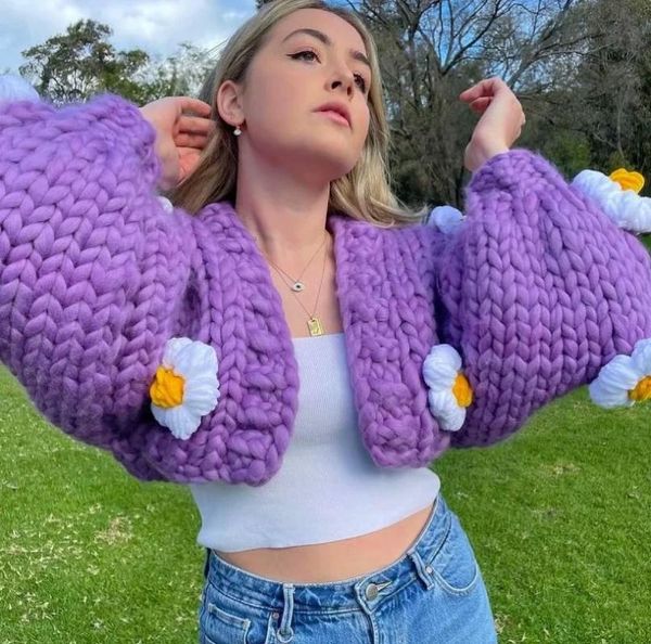 women's knits & tees 2021 autumn holiday floral sweater hollow out long sleeve coarse yarn cardigan violet, White
women's knits & tees 2021 autumn holiday floral sweater hollow out long sleeve coarse yarn cardigan violet, White