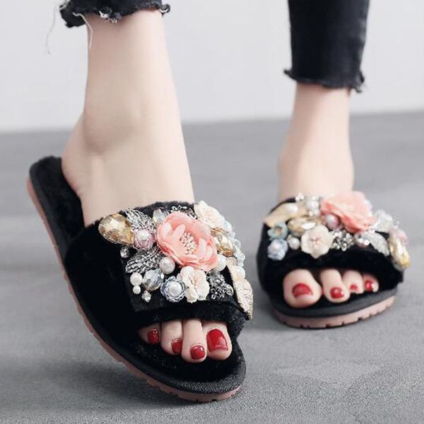 slippers pretty rose flower rhinestone plush cotton slipper slip on warm shoes casual for flats home women s31, Black
slippers pretty rose flower rhinestone plush cotton slipper slip on warm shoes casual for flats home women s31, Black