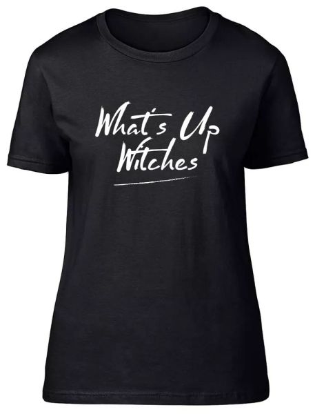 what's up witches funny halloween fitted womens ladies t shirt, White;black 
what's up witches funny halloween fitted womens ladies t shirt, White;black