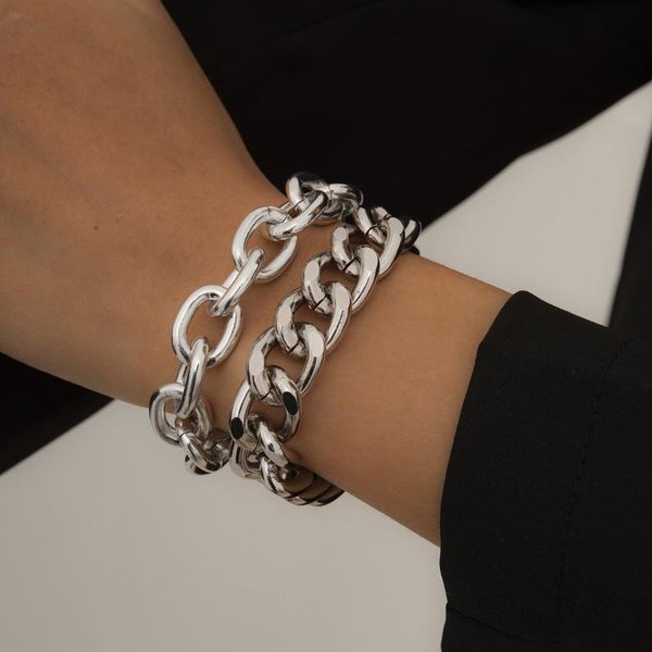 link, chain 2021 earrings ringsearringspunk geometry double thick set bracelet hip hop ins trendy cool metal aluminum, Black
link, chain 2021 earrings ringsearringspunk geometry double thick set bracelet hip hop ins trendy cool metal aluminum, Black