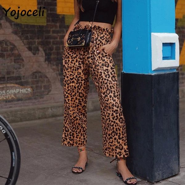women's pants & capris yojoceli 2021 trendy leopard print women waist autumn long bottom female ruffled trousers, Black;white
women's pants & capris yojoceli 2021 trendy leopard print women waist autumn long bottom female ruffled trousers, Black;white