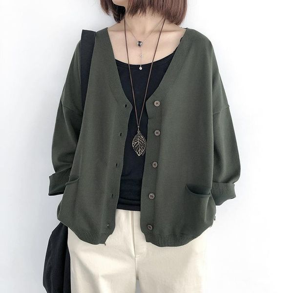cardigan solid color loose women sweaters v neck long sleeve coats autumn button pockets female, White;black
cardigan solid color loose women sweaters v neck long sleeve coats autumn button pockets female, White;black