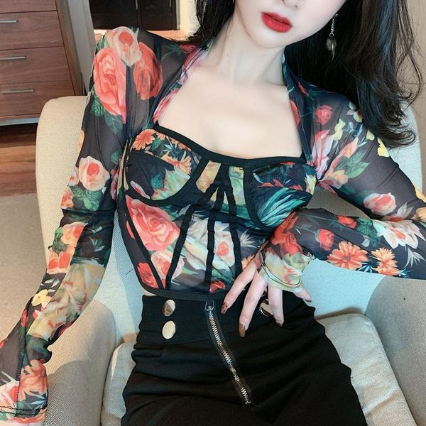 floral vintage boho korean female square neck slim mesh summer long sleeve short t-shirt bottom tees 2r78 women's, White
floral vintage boho korean female square neck slim mesh summer long sleeve short t-shirt bottom tees 2r78 women's, White