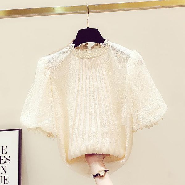women's blouses & shirts 2021 spring summer stand collar lace shirt korean lantern short sleeve blouse female basic, White
women's blouses & shirts 2021 spring summer stand collar lace shirt korean lantern short sleeve blouse female basic, White