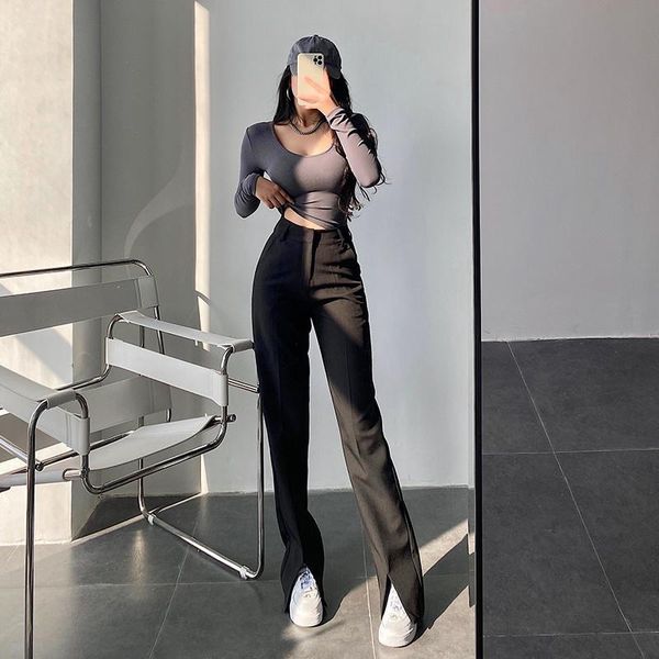women's pants & capris tvvovvin pantalon femme korean black high waist all-match straight split trouser autumn casual commute suit wome, Black;white
women's pants & capris tvvovvin pantalon femme korean black high waist all-match straight split trouser autumn casual commute suit wome, Black;white