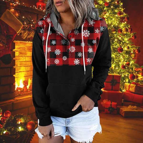 women's hoodies & sweatshirts plaid snowflake print hoodie women winter vintage christmas long-sleeved elegant sweatshirt plus size cas, Black
women's hoodies & sweatshirts plaid snowflake print hoodie women winter vintage christmas long-sleeved elegant sweatshirt plus size cas, Black