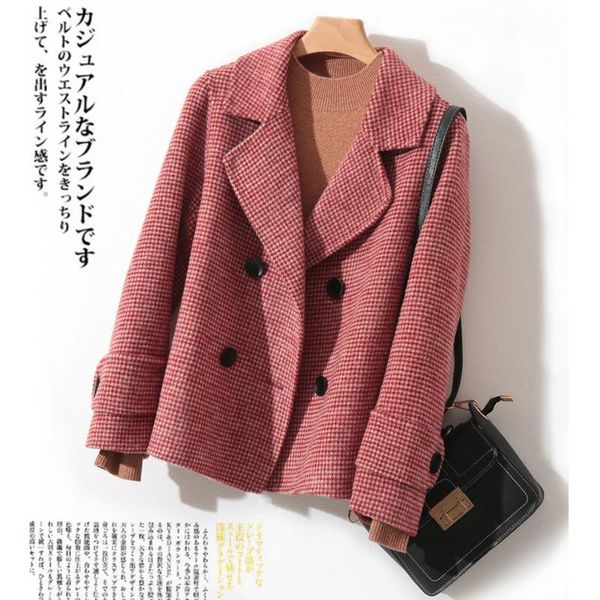 women's wool & blends woolen coat women short loose casual double-sided cashmere suit collar long sleeve oversize female double breaste, Black
women's wool & blends woolen coat women short loose casual double-sided cashmere suit collar long sleeve oversize female double breaste, Black