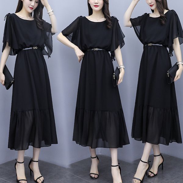 dresses new style of summer dress in 2021: ruffle short sleeve long skirt, korean version, waist down and slim, chiffon swing dress, women&#, Black;gray
dresses new style of summer dress in 2021: ruffle short sleeve long skirt, korean version, waist down and slim, chiffon swing dress, women&#, Black;gray