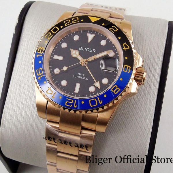 wristwatches bliger rose gold automatic men watch gmt hand ceramic bezel deployment clasp sapphire glass, Slivery;brown
wristwatches bliger rose gold automatic men watch gmt hand ceramic bezel deployment clasp sapphire glass, Slivery;brown